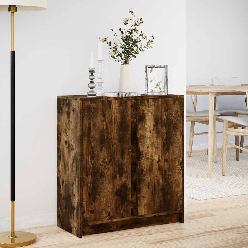 Komoda s LED svjetlima boja dimljenog hrasta 77x34x85 cm drvena