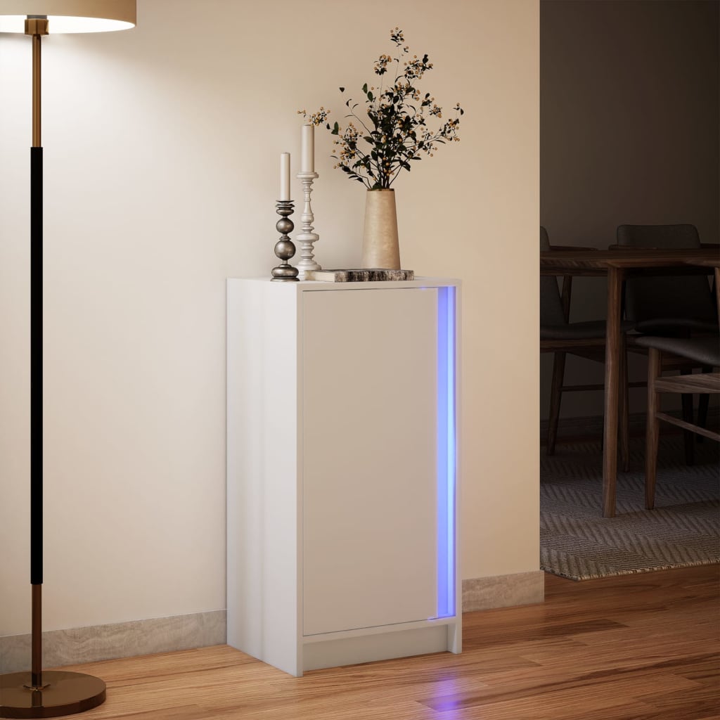 Komoda s LED svjetlima bijela 42,5x34x85 cm konstruirano drvo