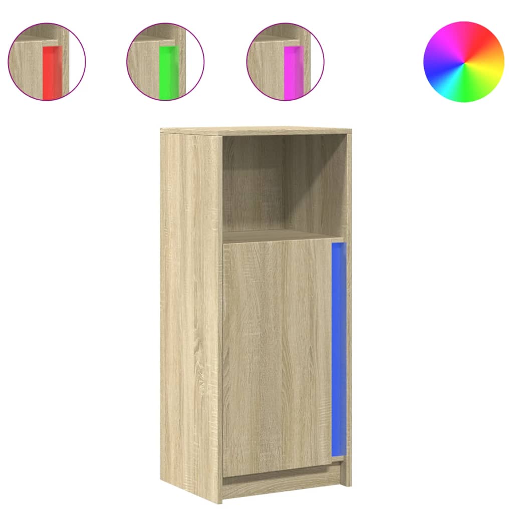 Komoda s LED boja hrasta 42,5 x 34 x 100 cm konstruirano drvo