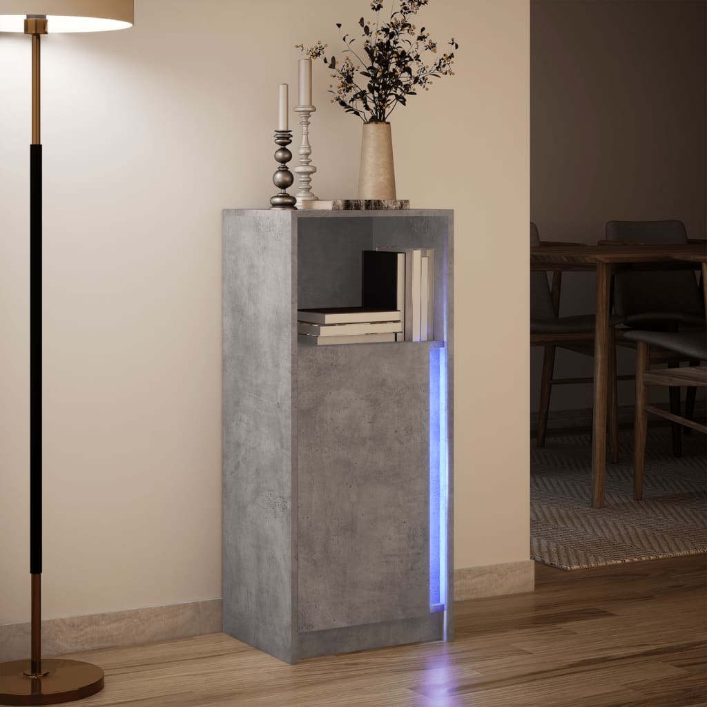 Komoda s LED siva boja betona 42,5x34x100 cm konstruirano drvo