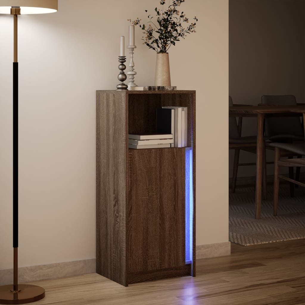 Komoda s LED svjetlima boja hrasta 42,5 x 34 x 100 cm drvena