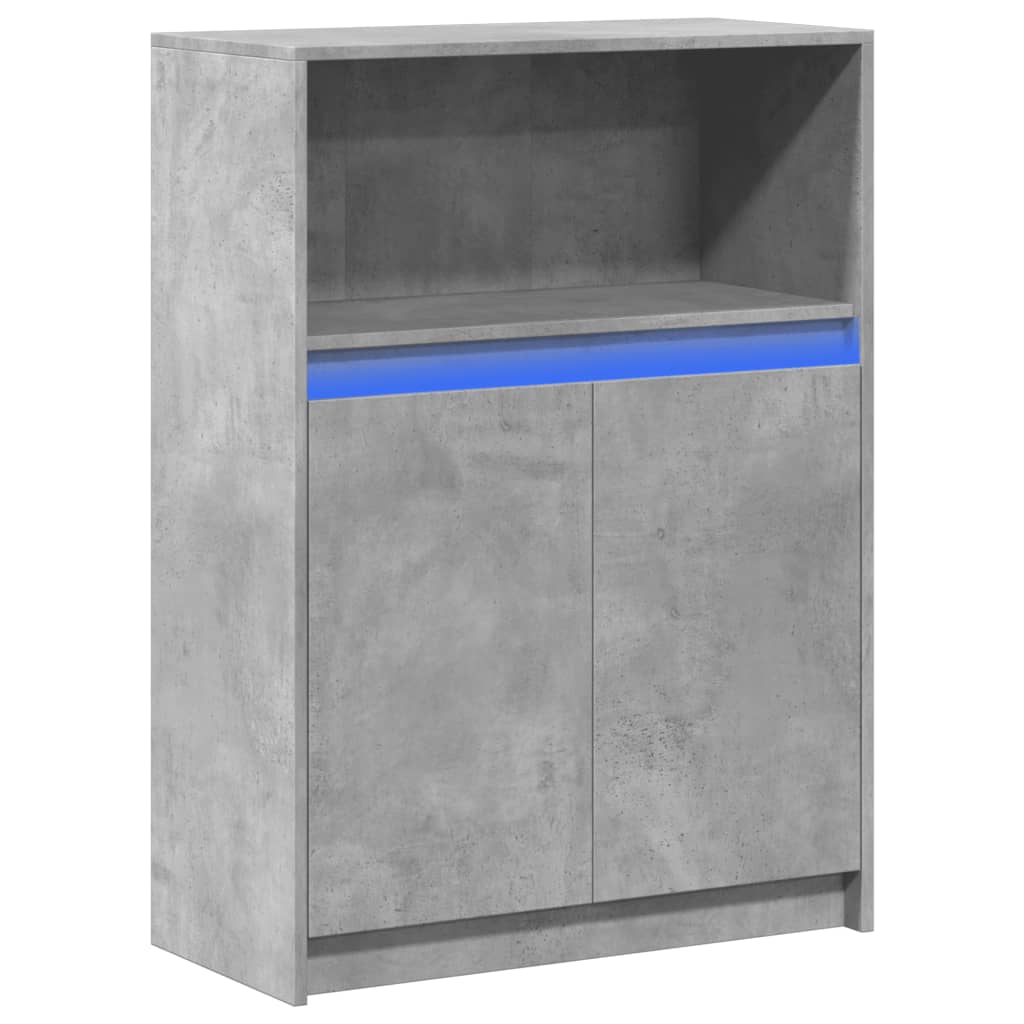 Komoda s LED svjetlima siva boja betona 72x34x100 cm drvena