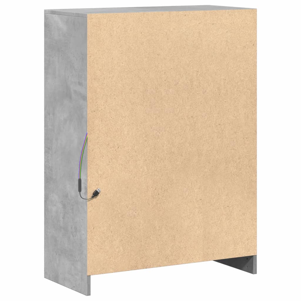 Komoda s LED svjetlima siva boja betona 72x34x100 cm drvena