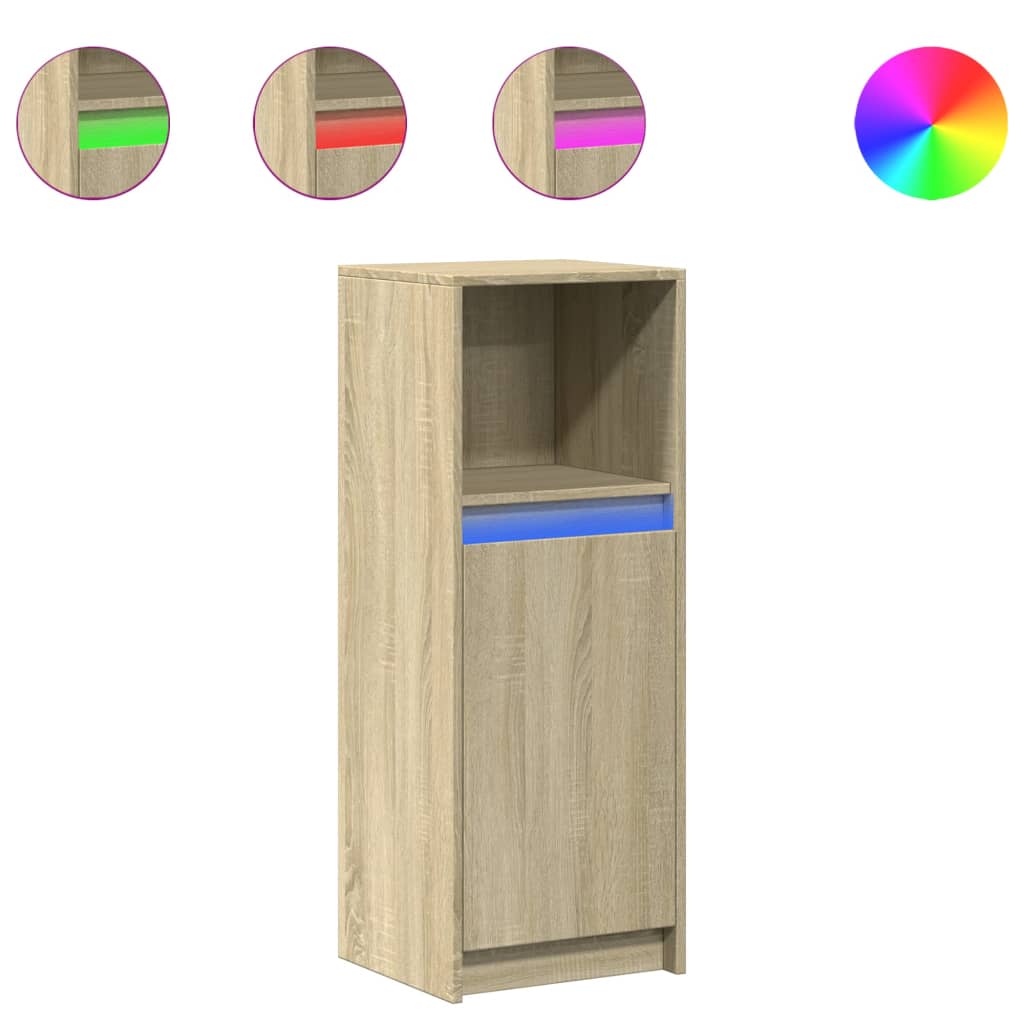 Komoda s LED svjetlima boja hrasta 38x34x100 cm drvena