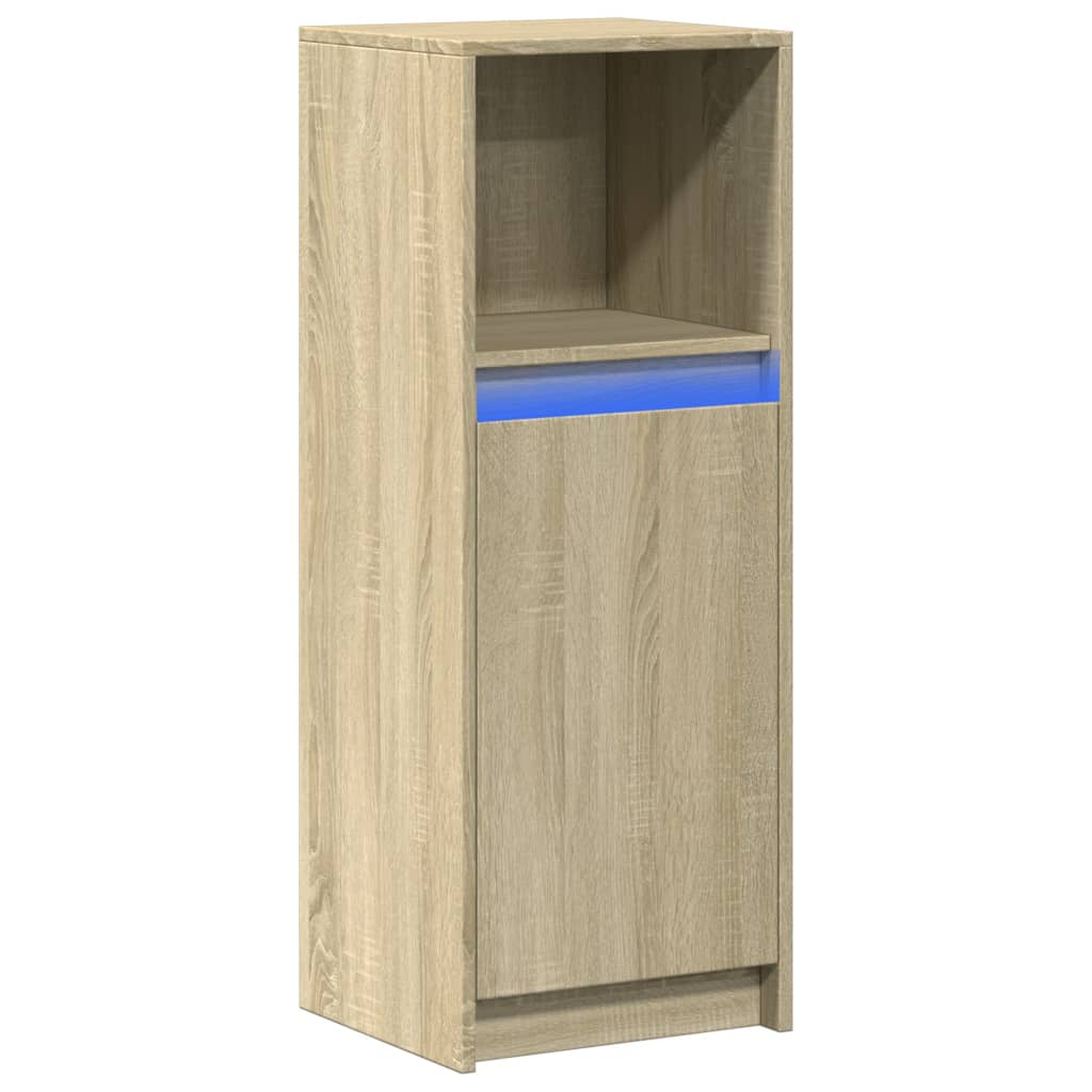 Komoda s LED svjetlima boja hrasta 38x34x100 cm drvena