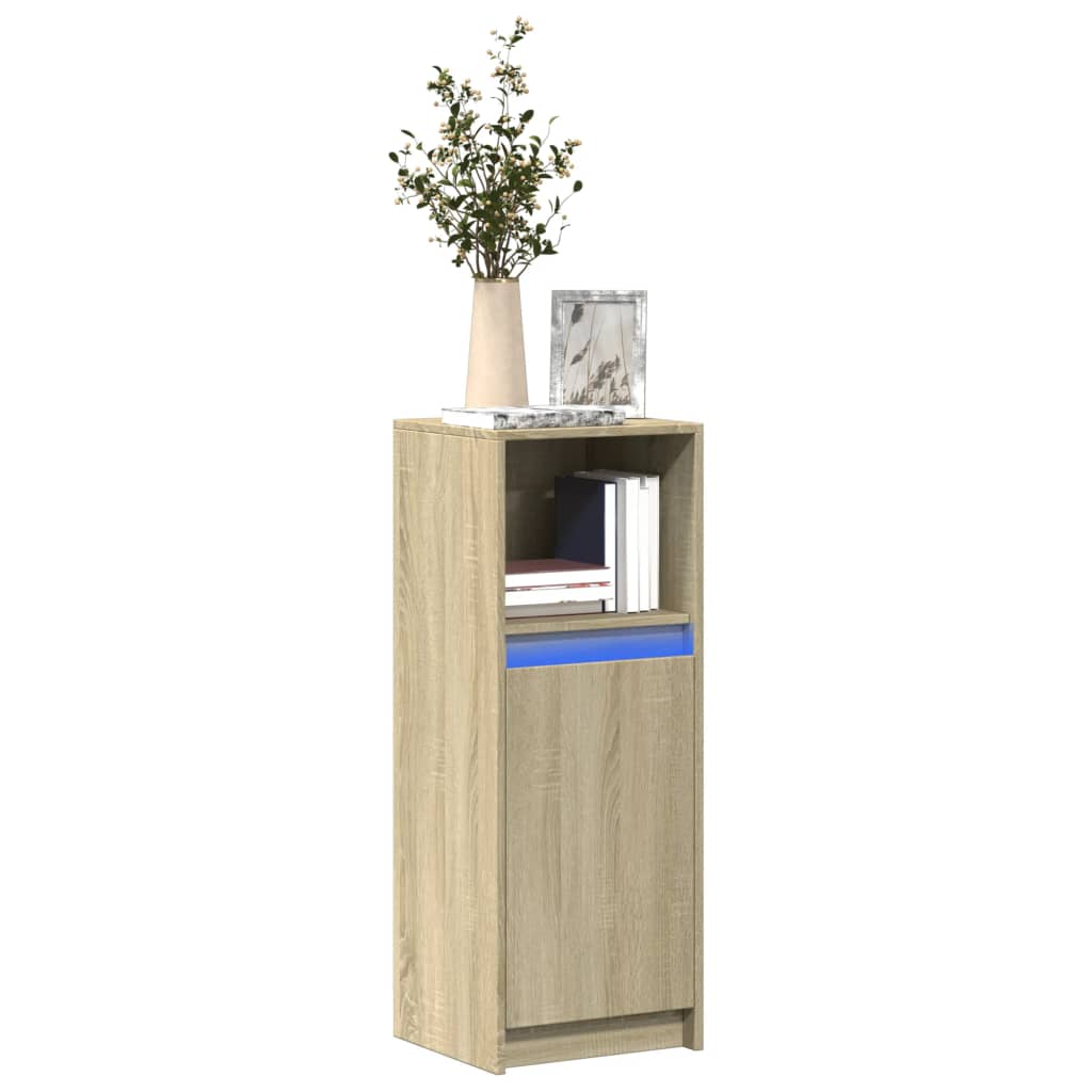 Komoda s LED svjetlima boja hrasta 38x34x100 cm drvena