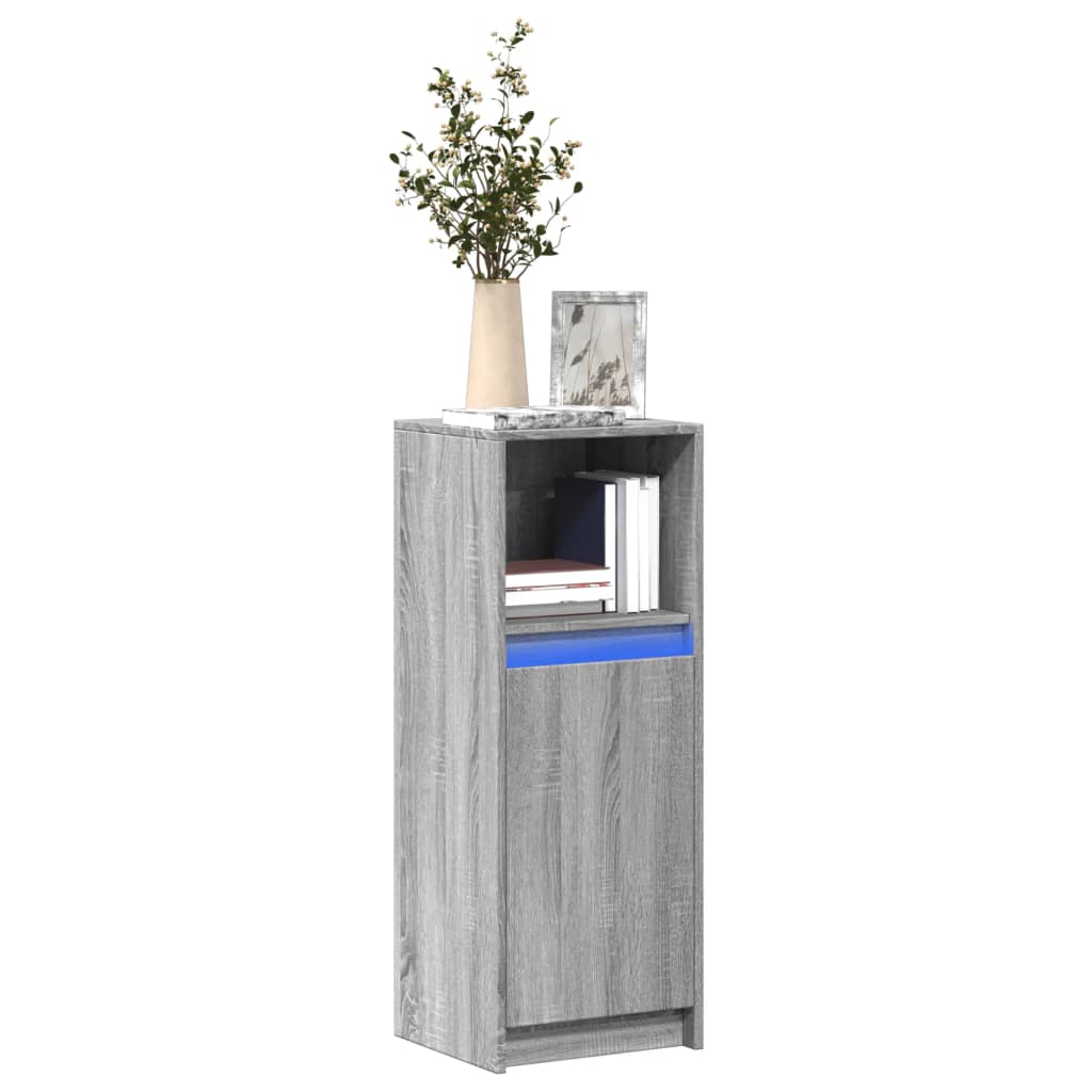 Komoda s LED svjetlima boja hrasta sonome 38x34x100 cm drvena