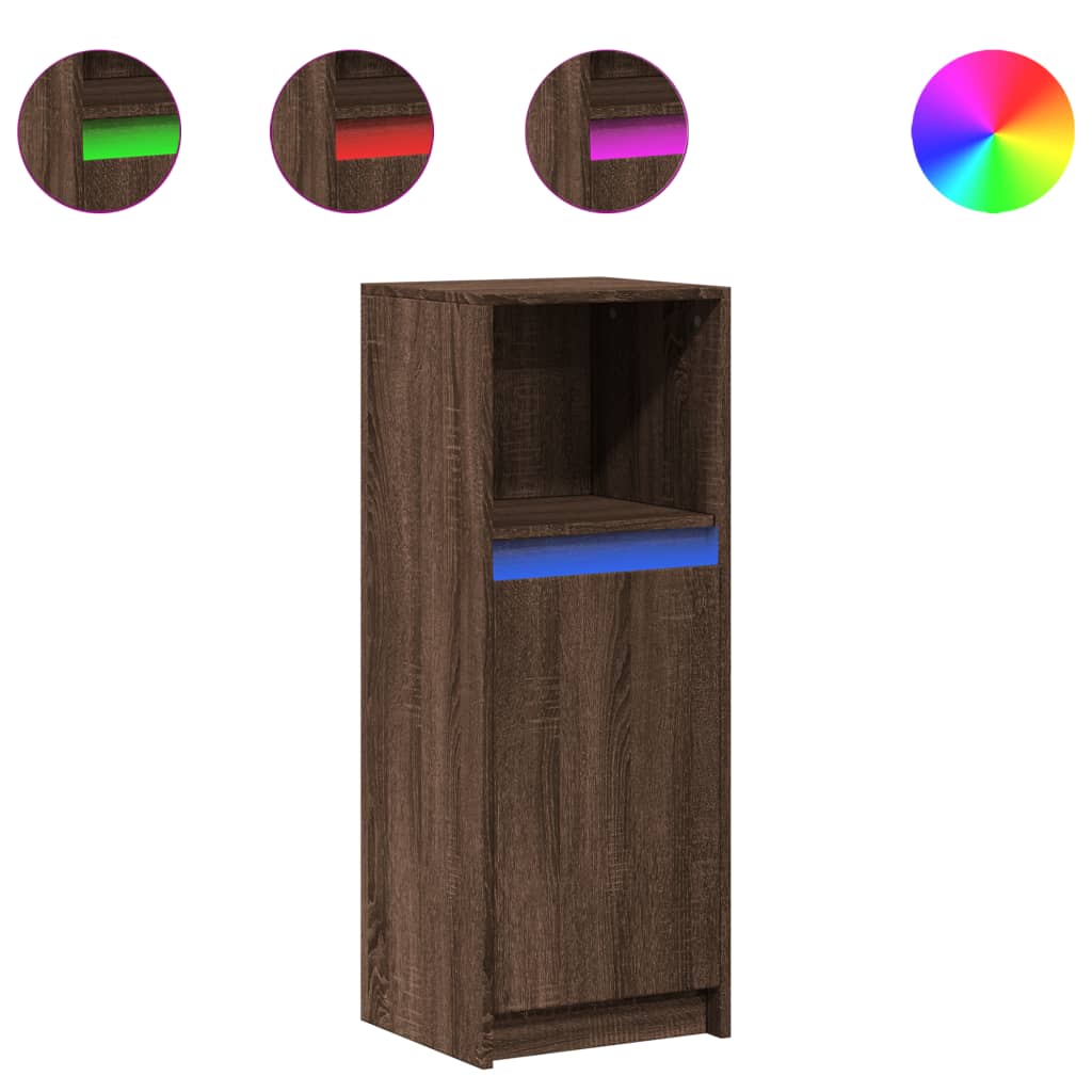 Komoda s LED svjetlima boja hrasta 38x34x100 cm drvena