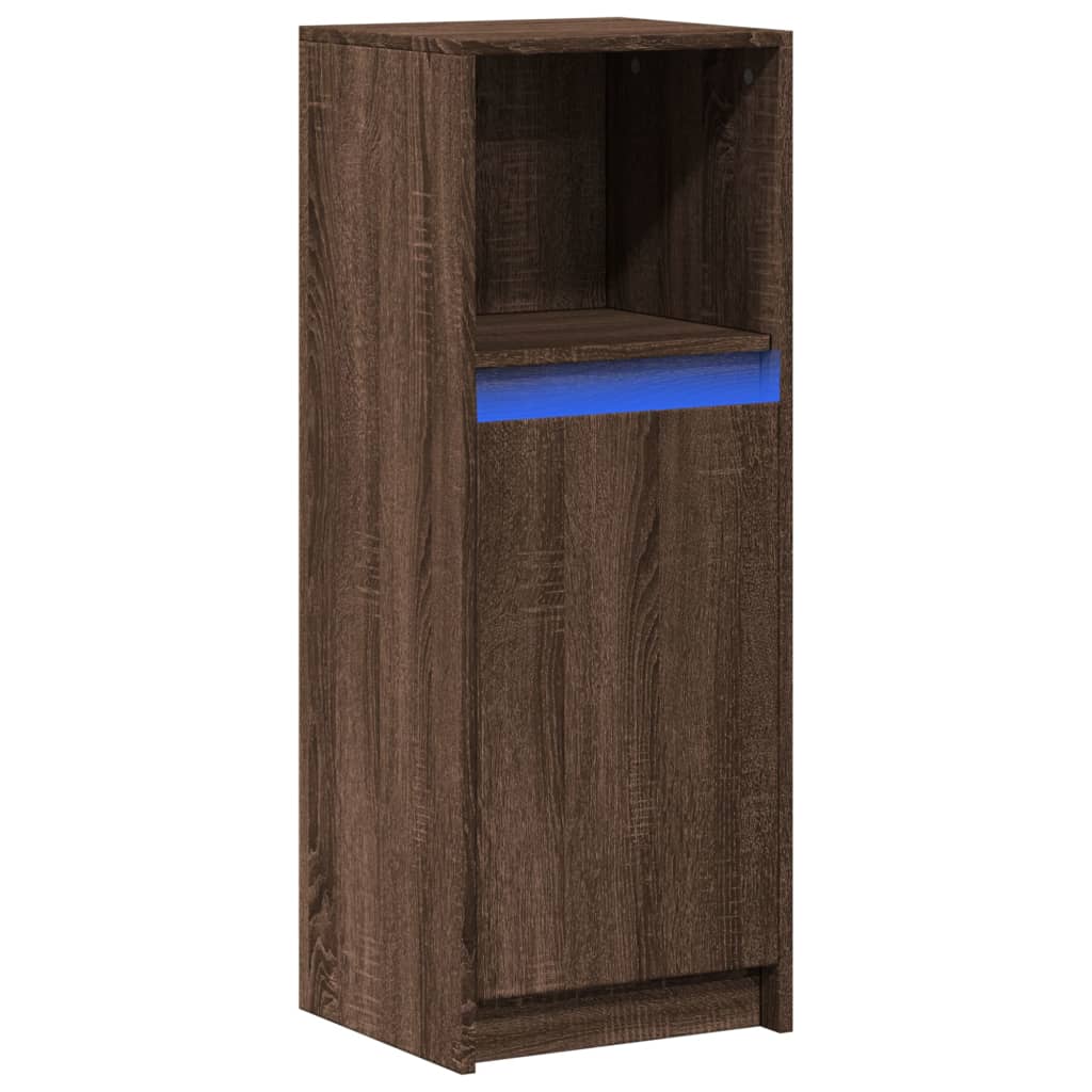 Komoda s LED svjetlima boja hrasta 38x34x100 cm drvena