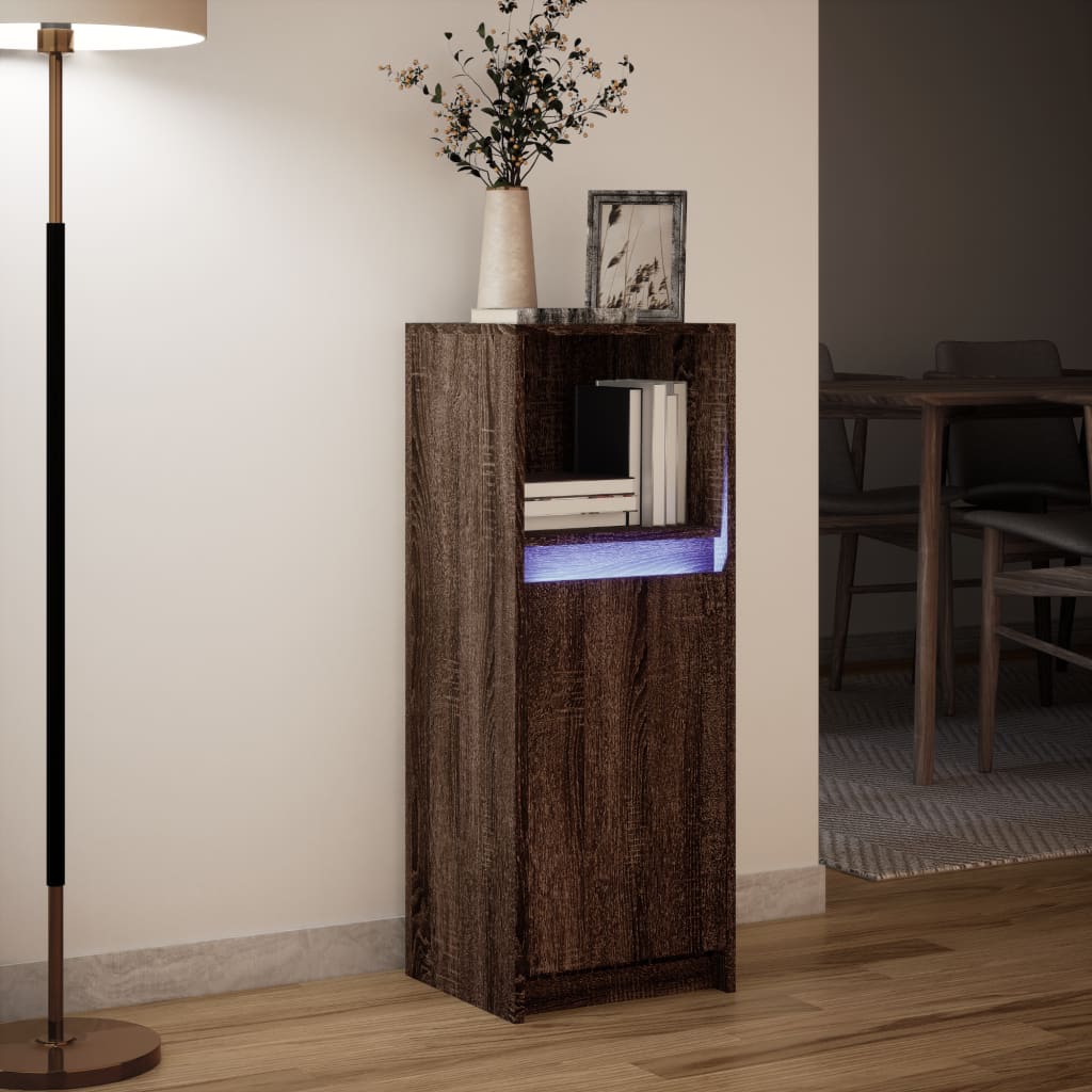 Komoda s LED svjetlima boja hrasta 38x34x100 cm drvena