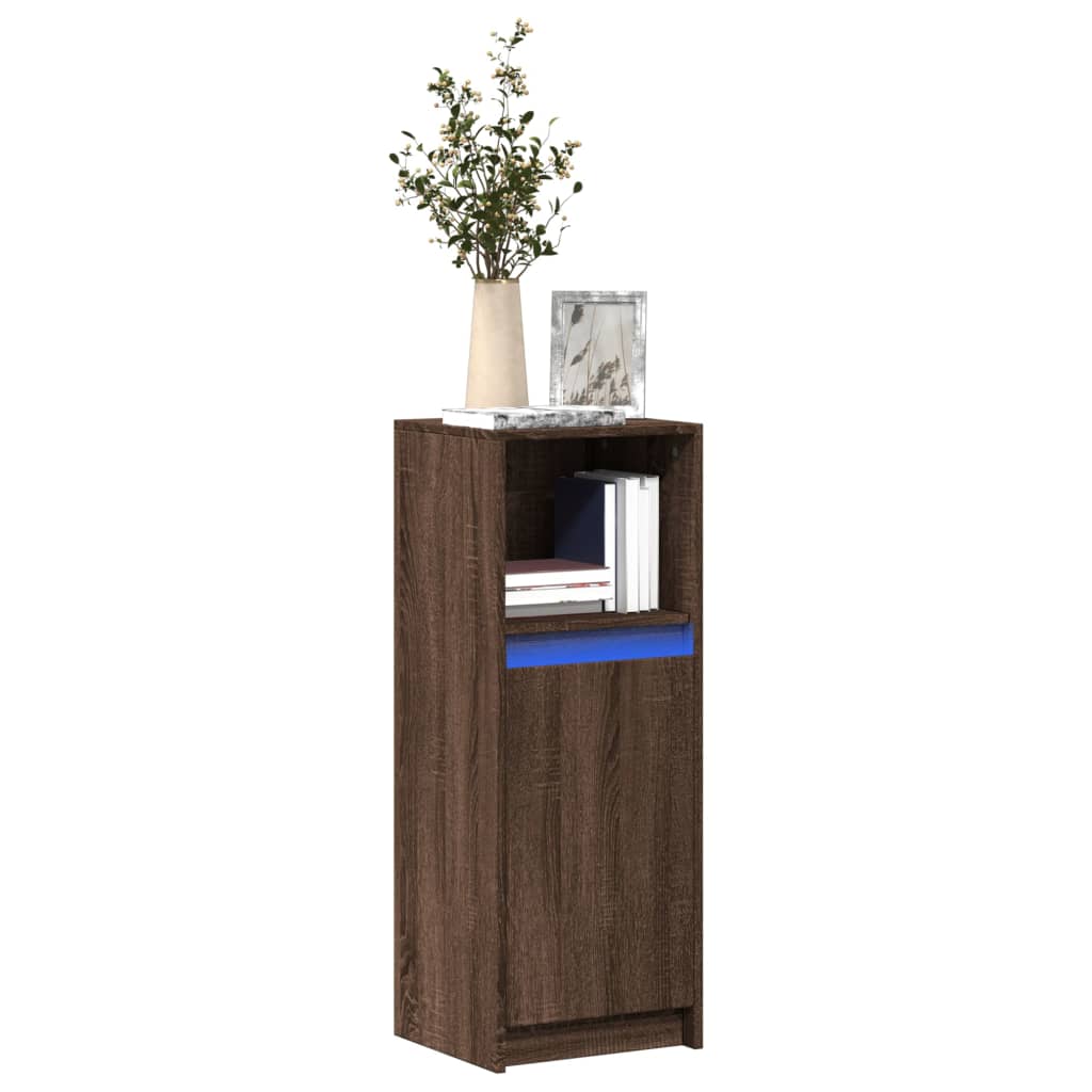 Komoda s LED svjetlima boja hrasta 38x34x100 cm drvena