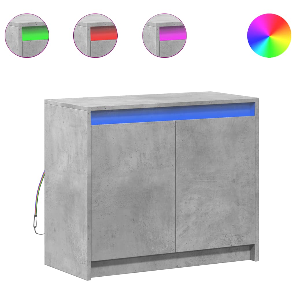 Komoda s LED siva boja betona 72x34x61 cm od konstruiranog drva