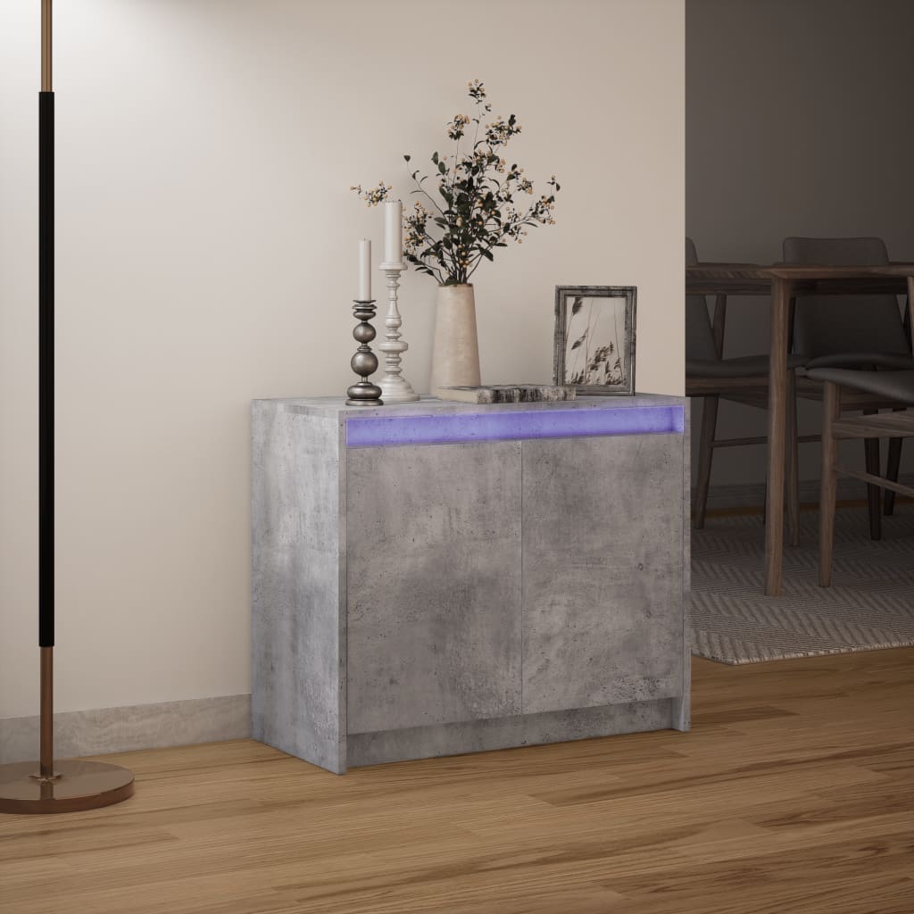 Komoda s LED siva boja betona 72x34x61 cm od konstruiranog drva