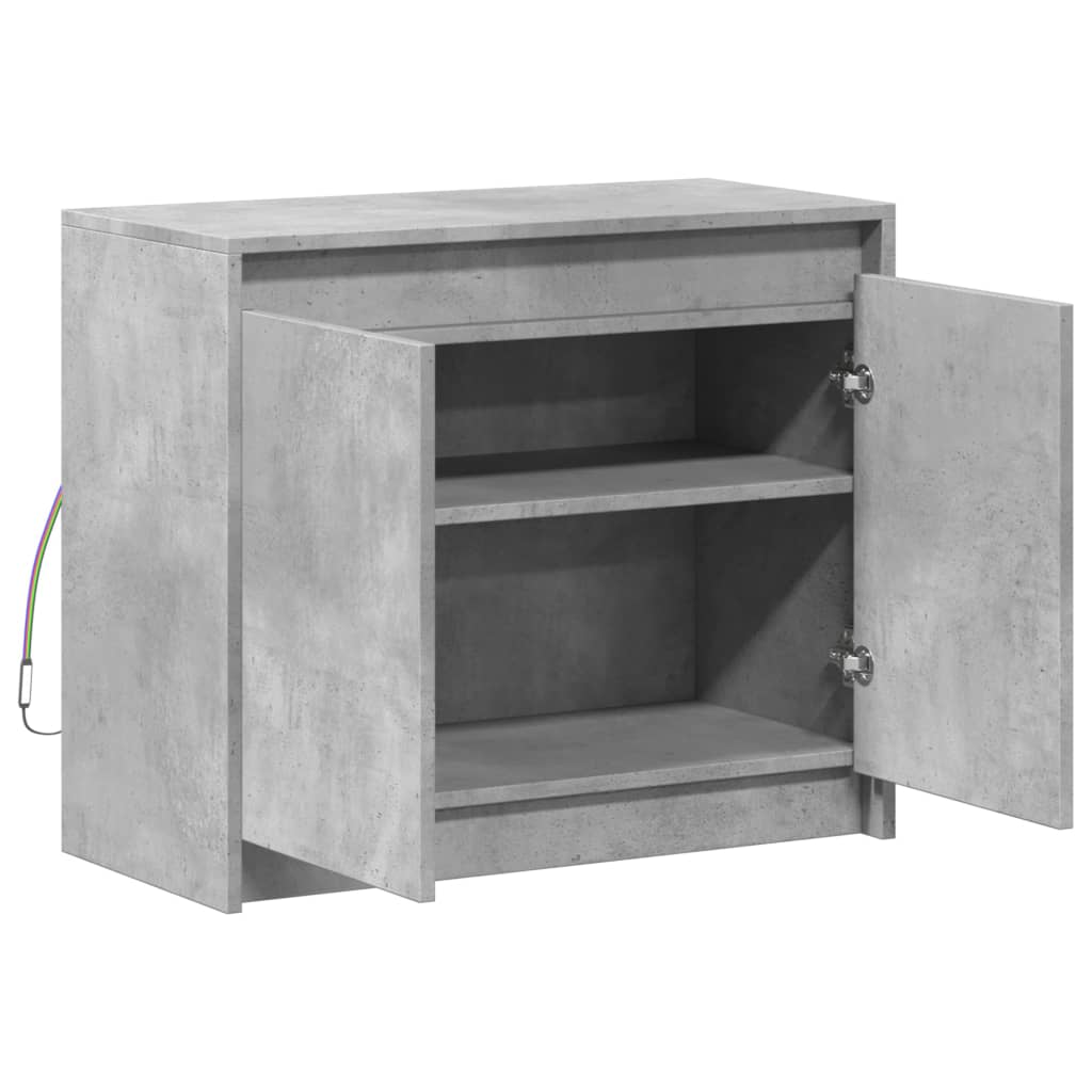 Komoda s LED siva boja betona 72x34x61 cm od konstruiranog drva