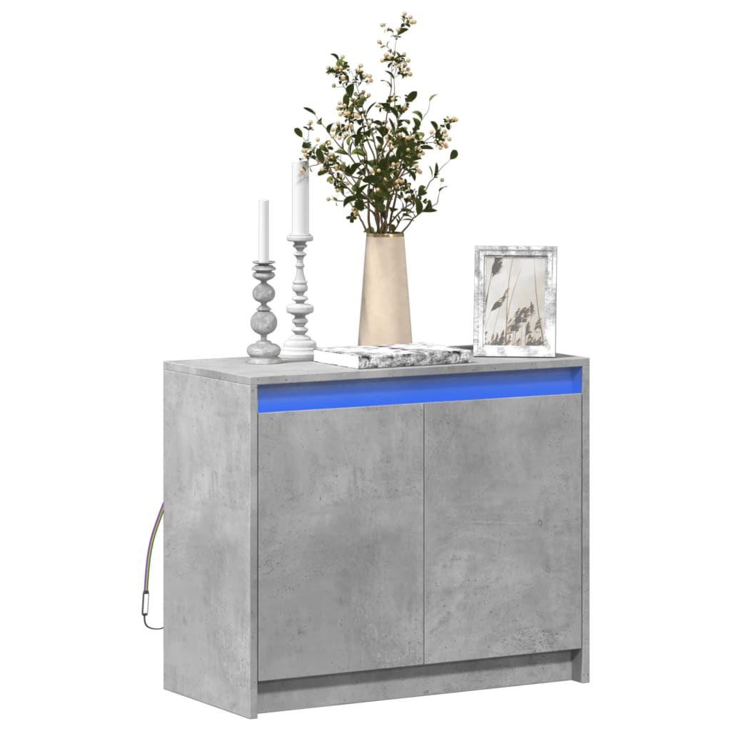 Komoda s LED siva boja betona 72x34x61 cm od konstruiranog drva