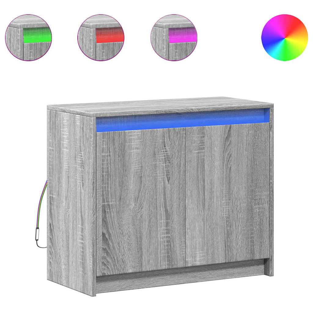 Komoda s LED boja sivog hrasta sonome 72x34x61 cm drveni