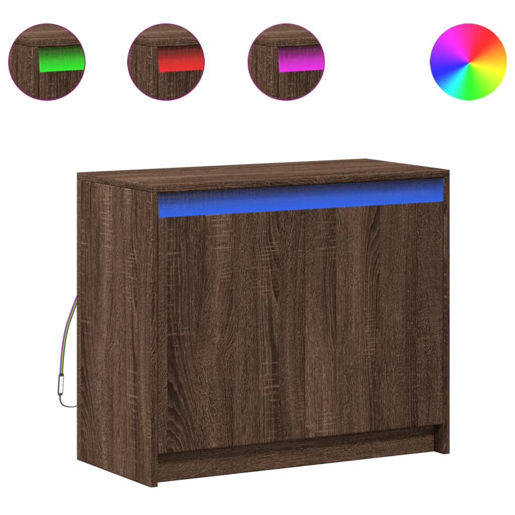 Komoda s LED boja smeđeg hrasta 72x34x61 cm konstruirano drvo