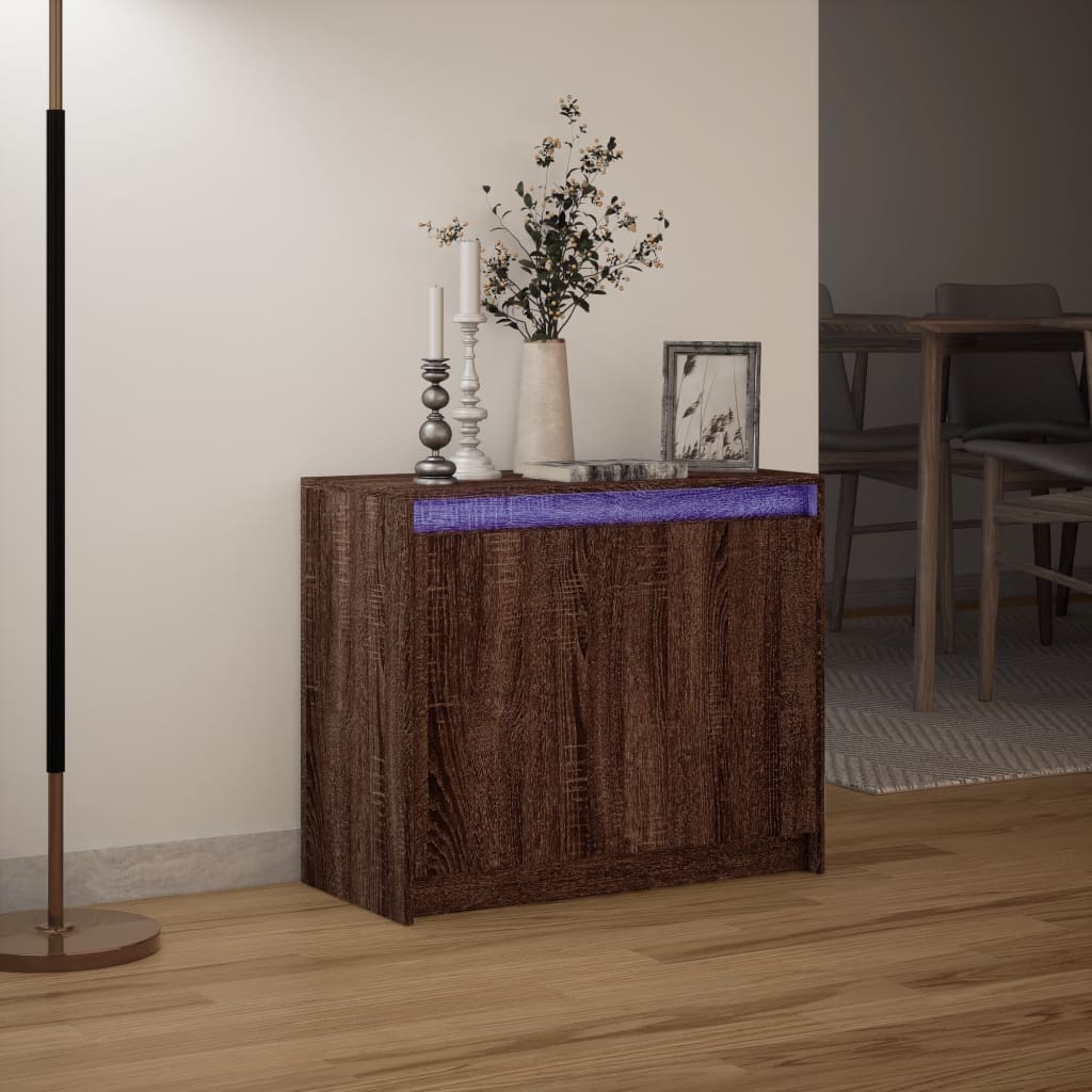 Komoda s LED boja smeđeg hrasta 72x34x61 cm konstruirano drvo