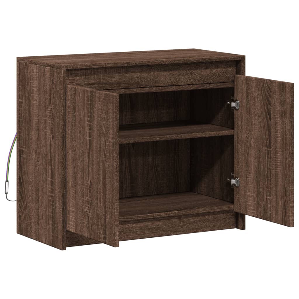 Komoda s LED boja smeđeg hrasta 72x34x61 cm konstruirano drvo