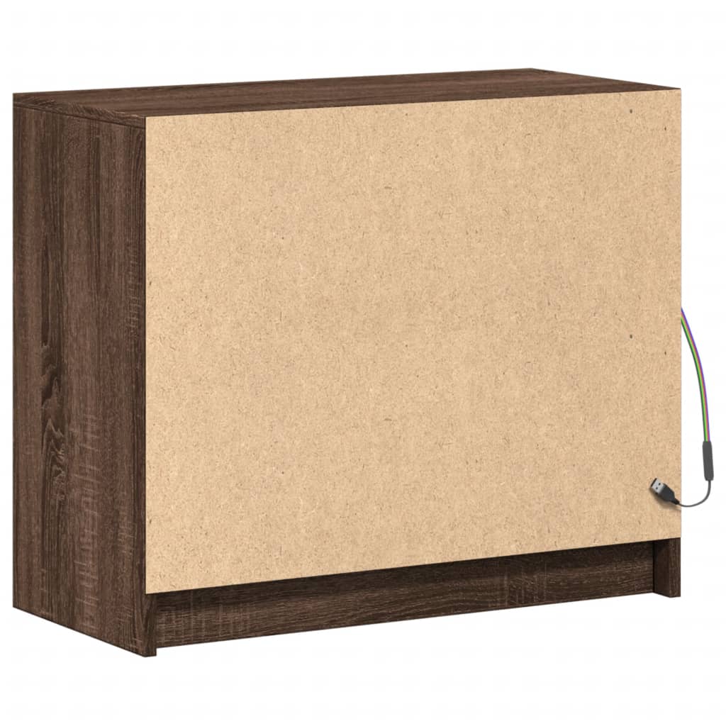 Komoda s LED boja smeđeg hrasta 72x34x61 cm konstruirano drvo
