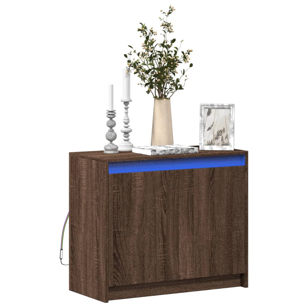 Komoda s LED boja smeđeg hrasta 72x34x61 cm konstruirano drvo