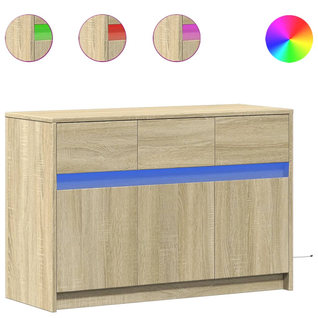 TV ormarić s LED svjetlima boja hrasta 91x34x61 cm drveni