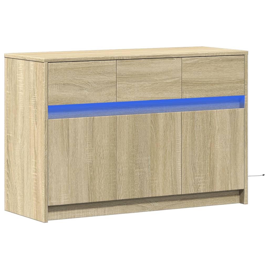 TV ormarić s LED svjetlima boja hrasta 91x34x61 cm drveni