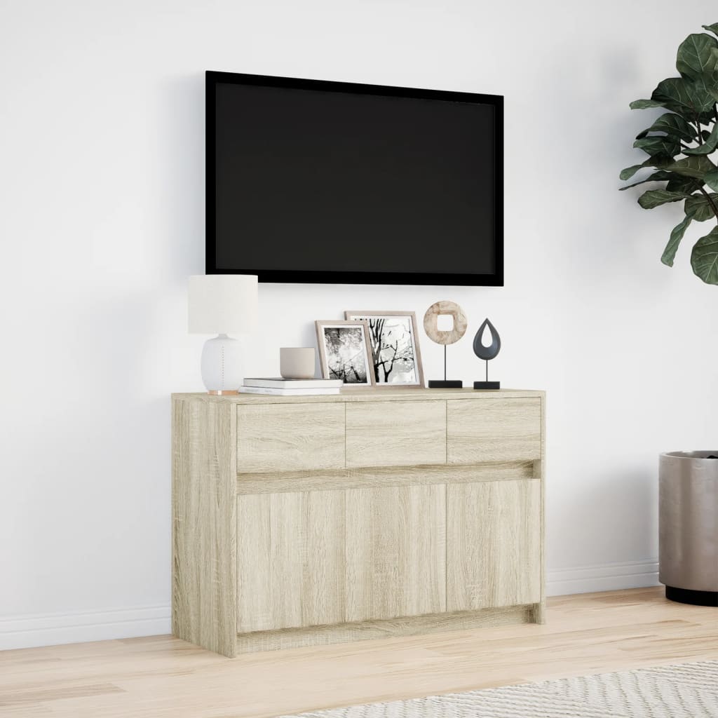 TV ormarić s LED svjetlima boja hrasta 91x34x61 cm drveni