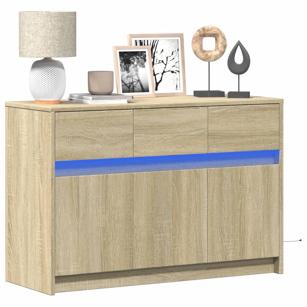 TV ormarić s LED svjetlima boja hrasta 91x34x61 cm drveni