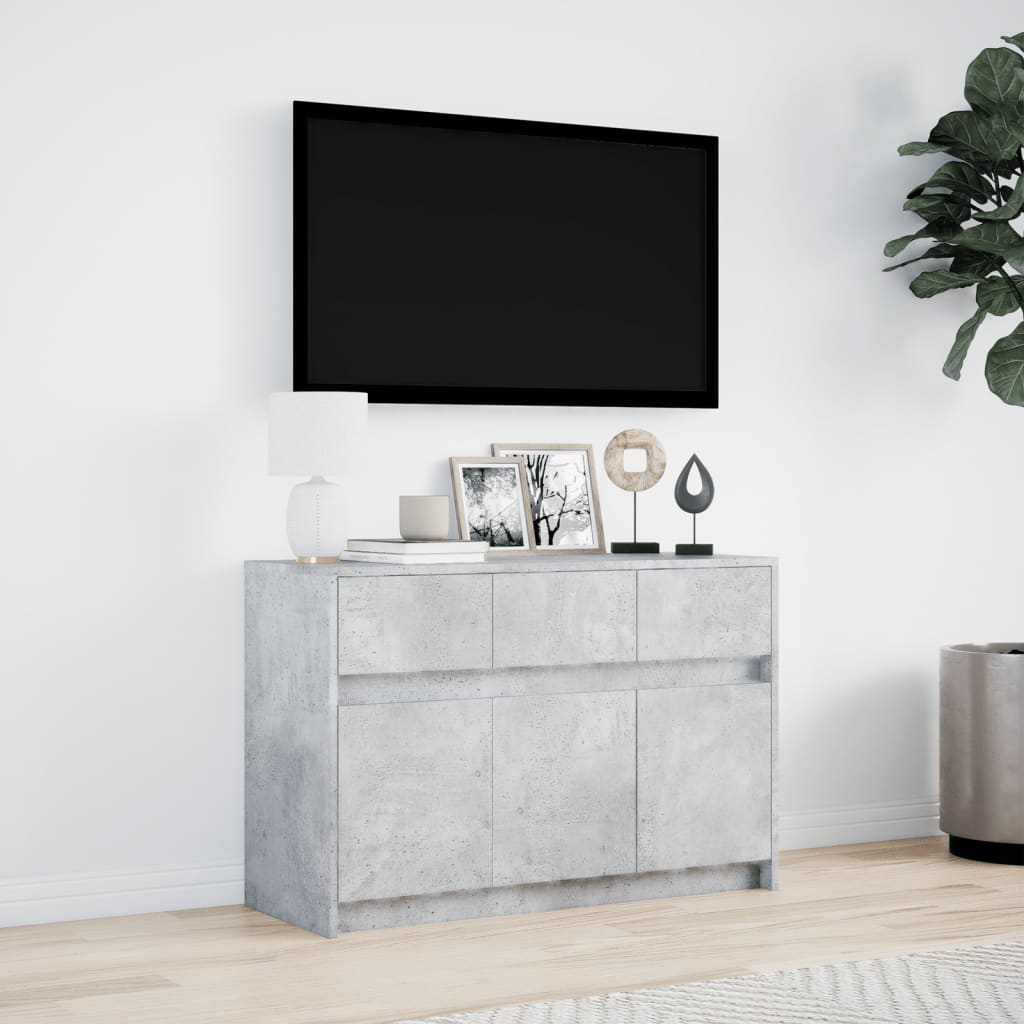 TV ormarić s LED svjetlima boja betona 91x34x61 cm drveni
