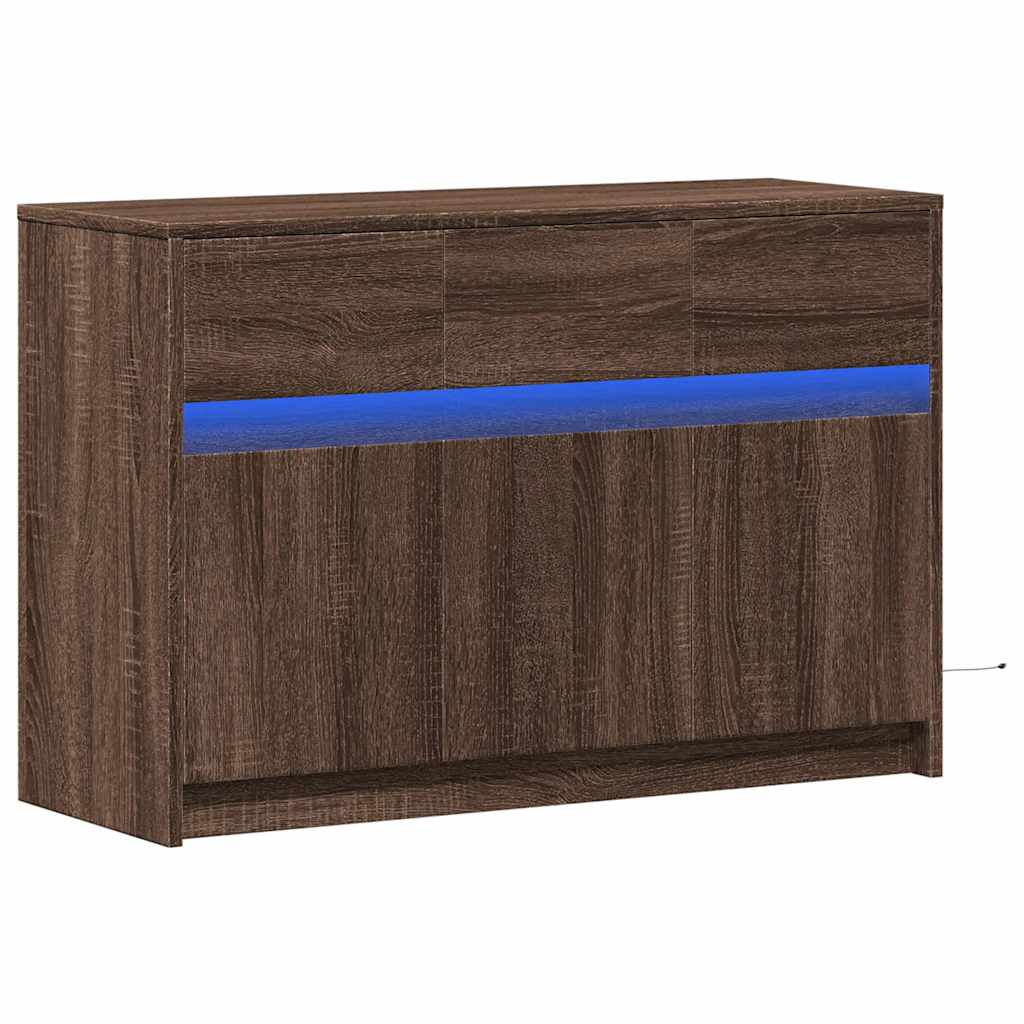 TV ormarić s LED svjetlima boja hrasta 91x34x61 cm drveni