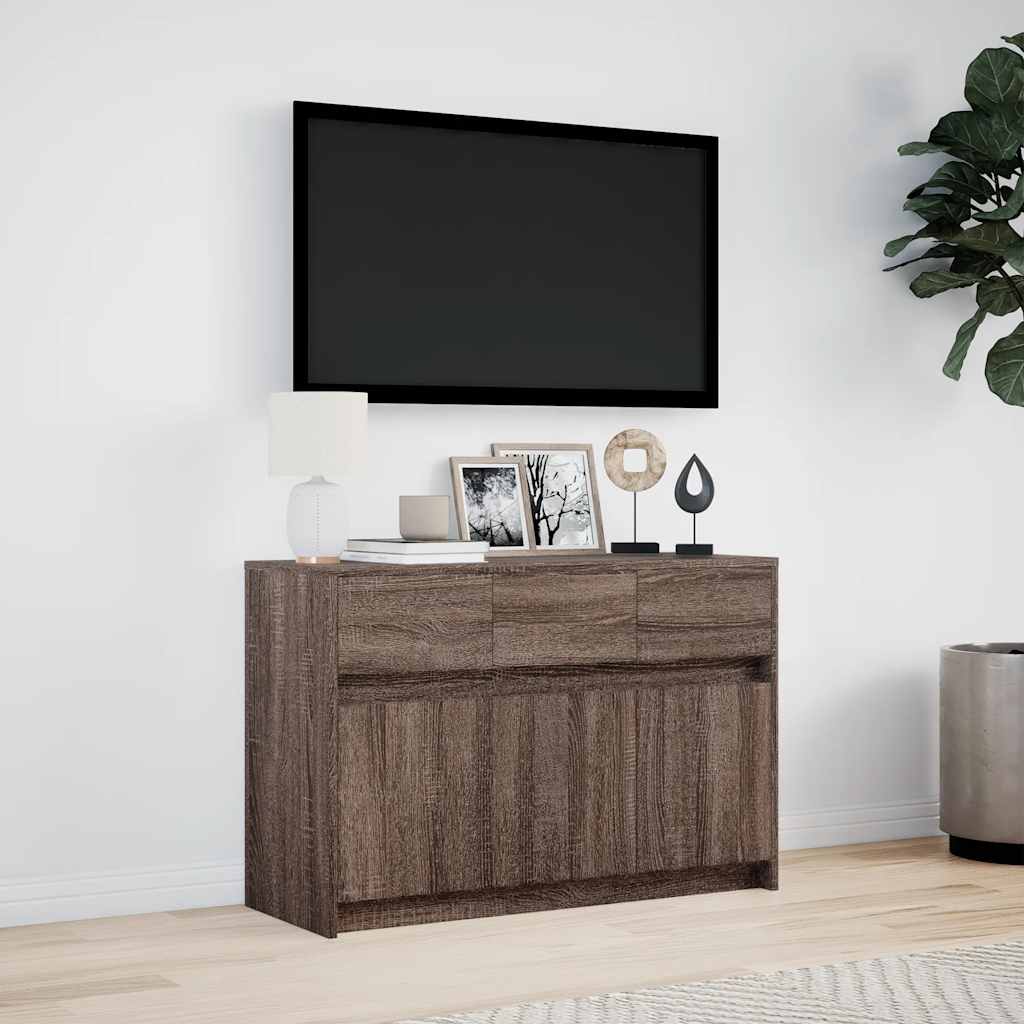 TV ormarić s LED svjetlima boja hrasta 91x34x61 cm drveni