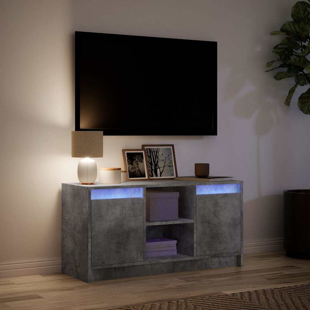 TV ormarić s LED svjetlima boja betona 100x34x50 cm drveni Siva