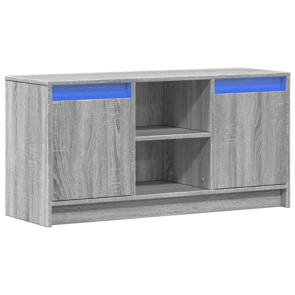 TV ormarić s LED svjetlima boja hrasta 100x34x50 cm drveni Siva