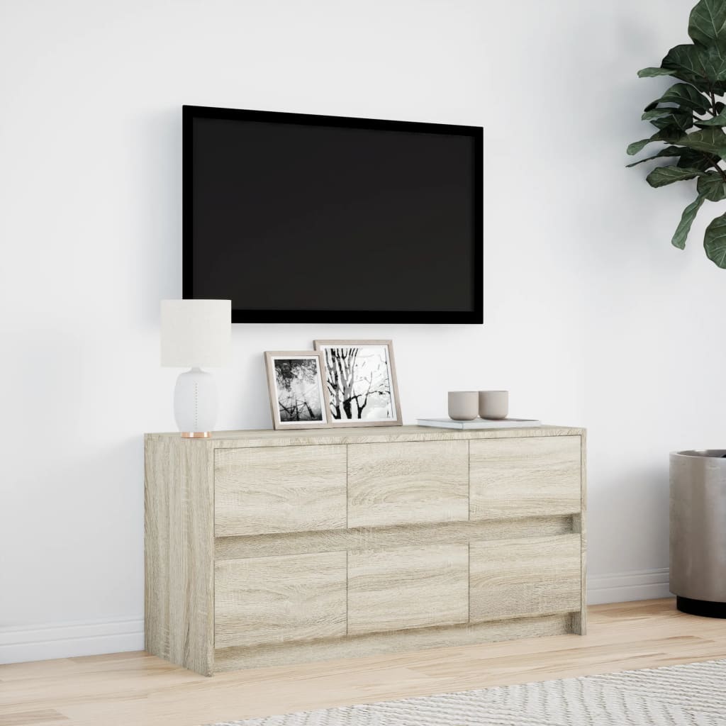 TV ormarić s LED svjetlima boja hrasta 100x34x50 cm drveni
