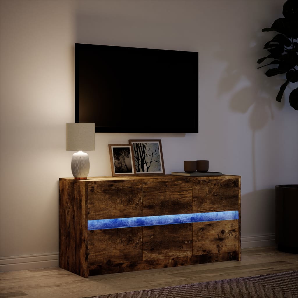 TV ormarić s LED svjetlima boja hrasta 100x34x50 cm drveni
