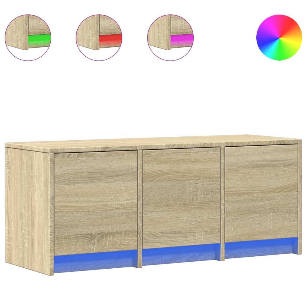 TV ormarić s LED svjetlima boja hrasta 97x34x40 cm drveni