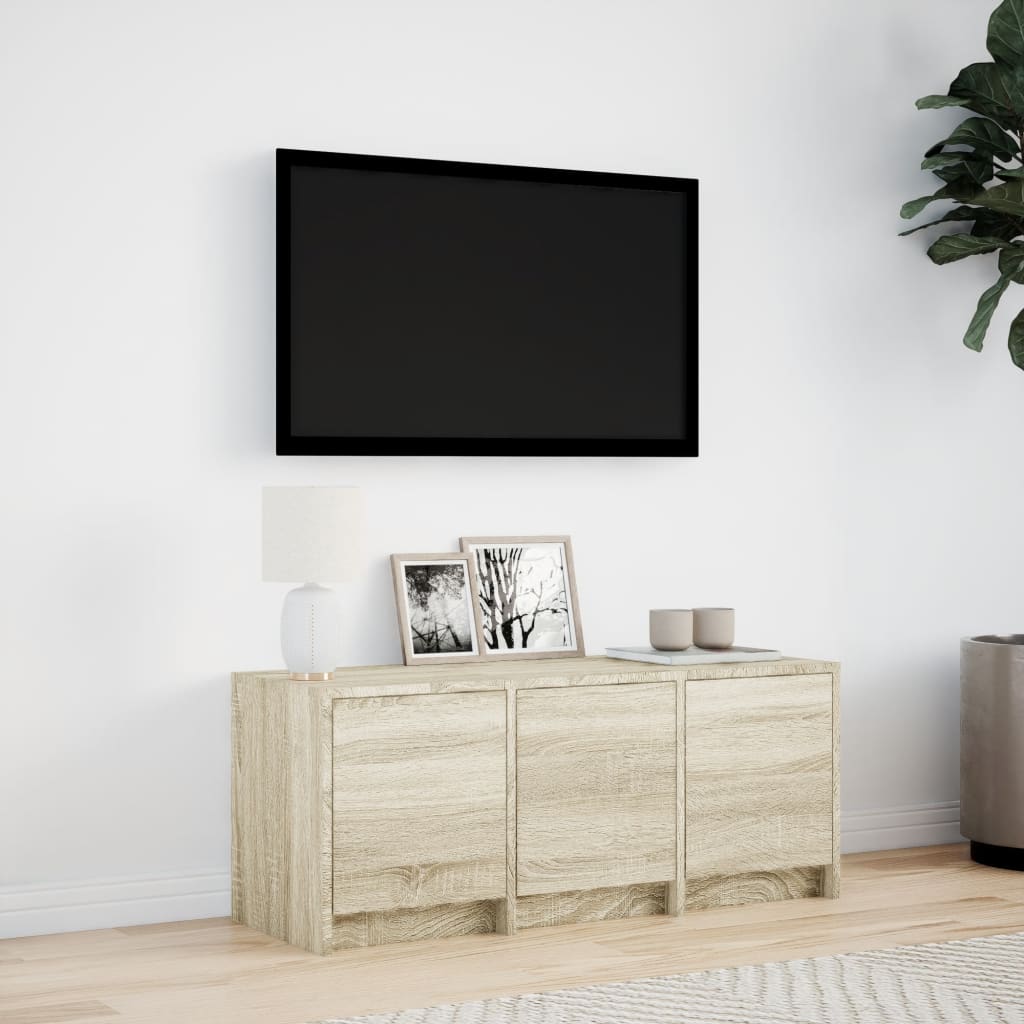 TV ormarić s LED svjetlima boja hrasta 97x34x40 cm drveni