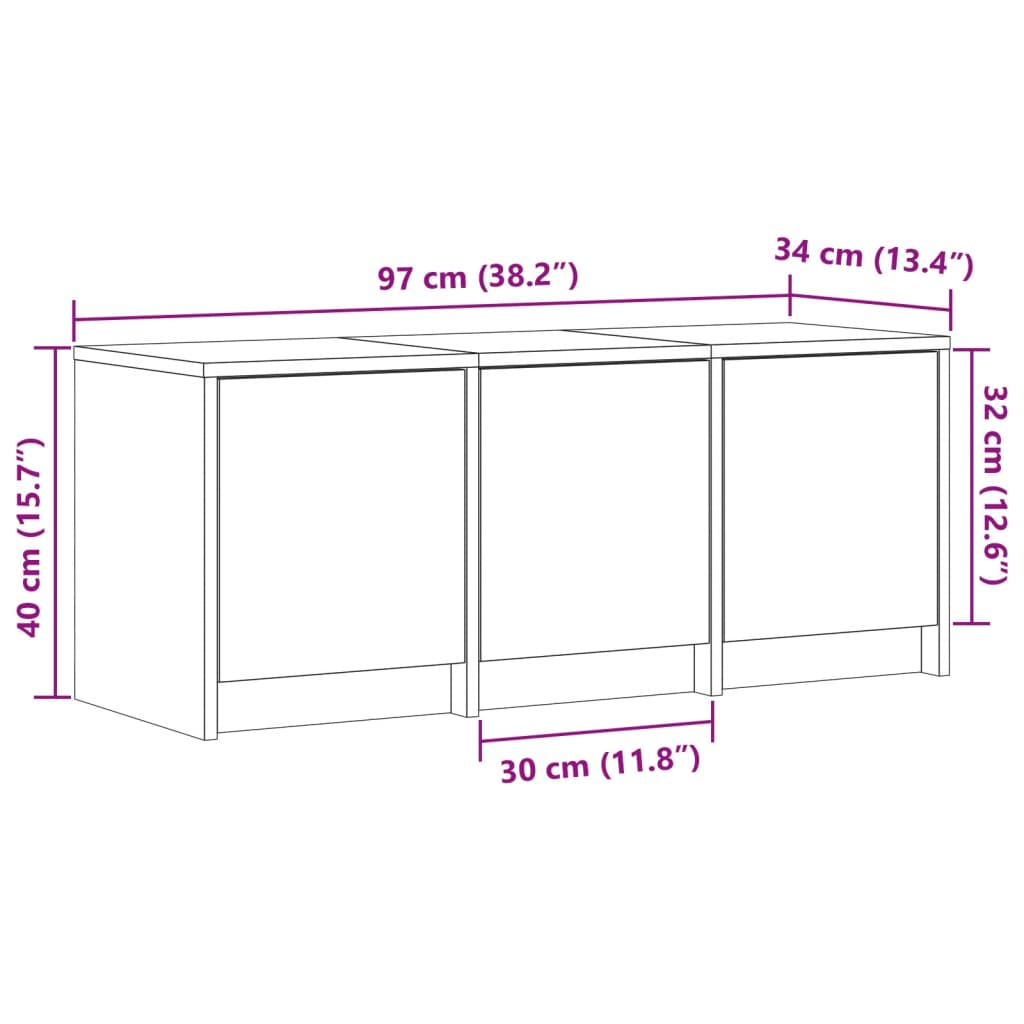 TV ormarić s LED svjetlima boja hrasta 97x34x40 cm drveni