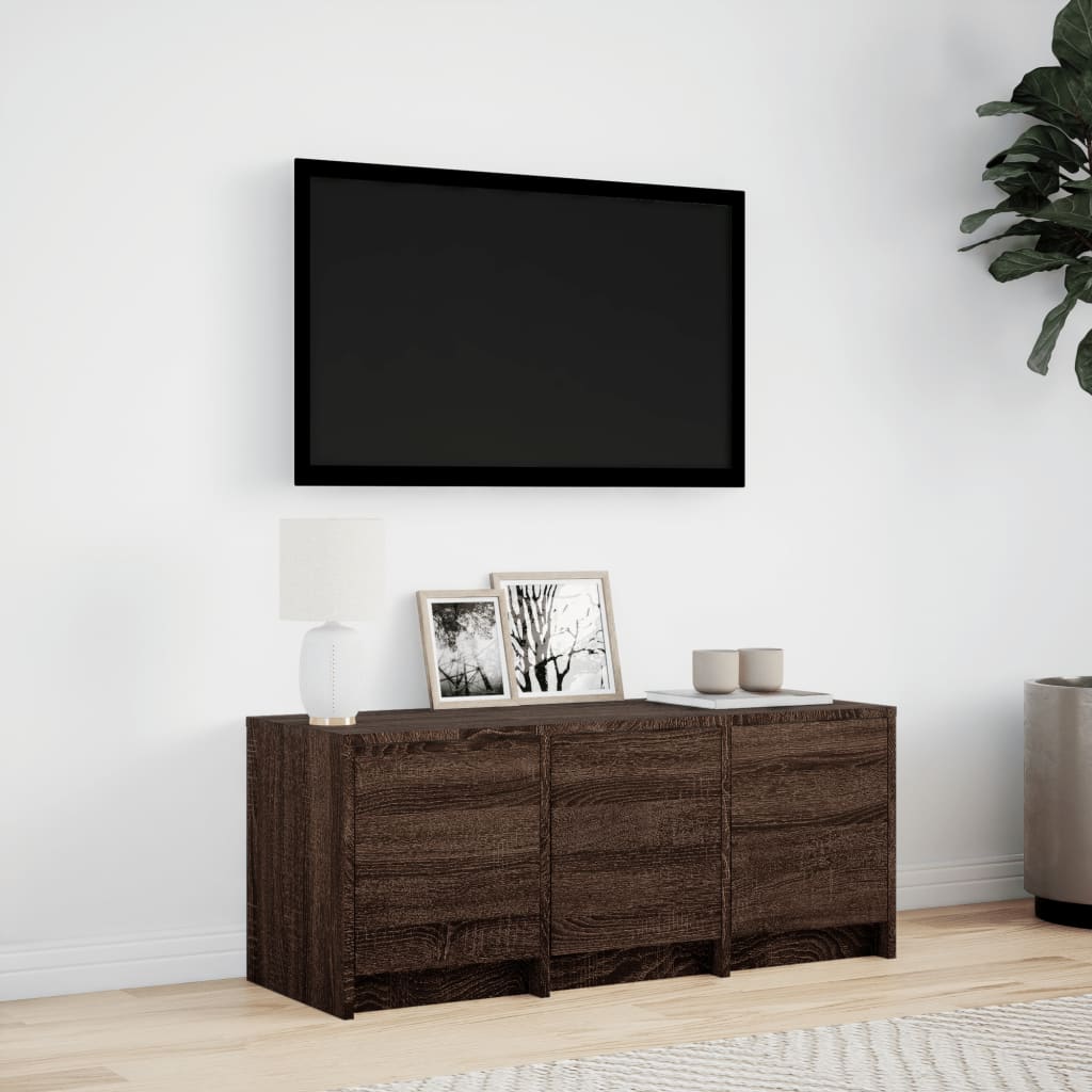 TV ormarić s LED svjetlima boja hrasta 97x34x40 cm drveni