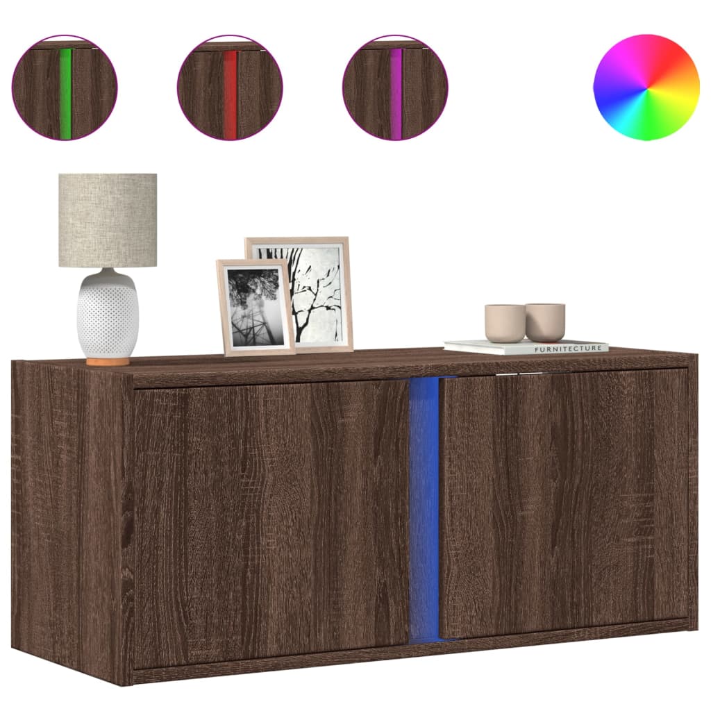 Zidni TV ormarić LED smeđa boja hrasta 80x31x35 cm