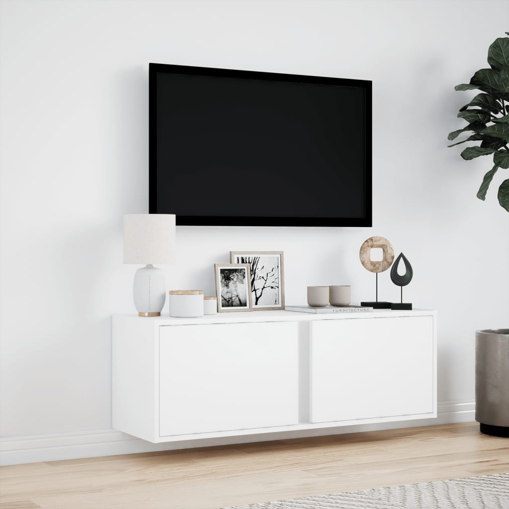 Zidni TV ormarić s LED svjetlima bijeli 100 x 31 x 35 cm