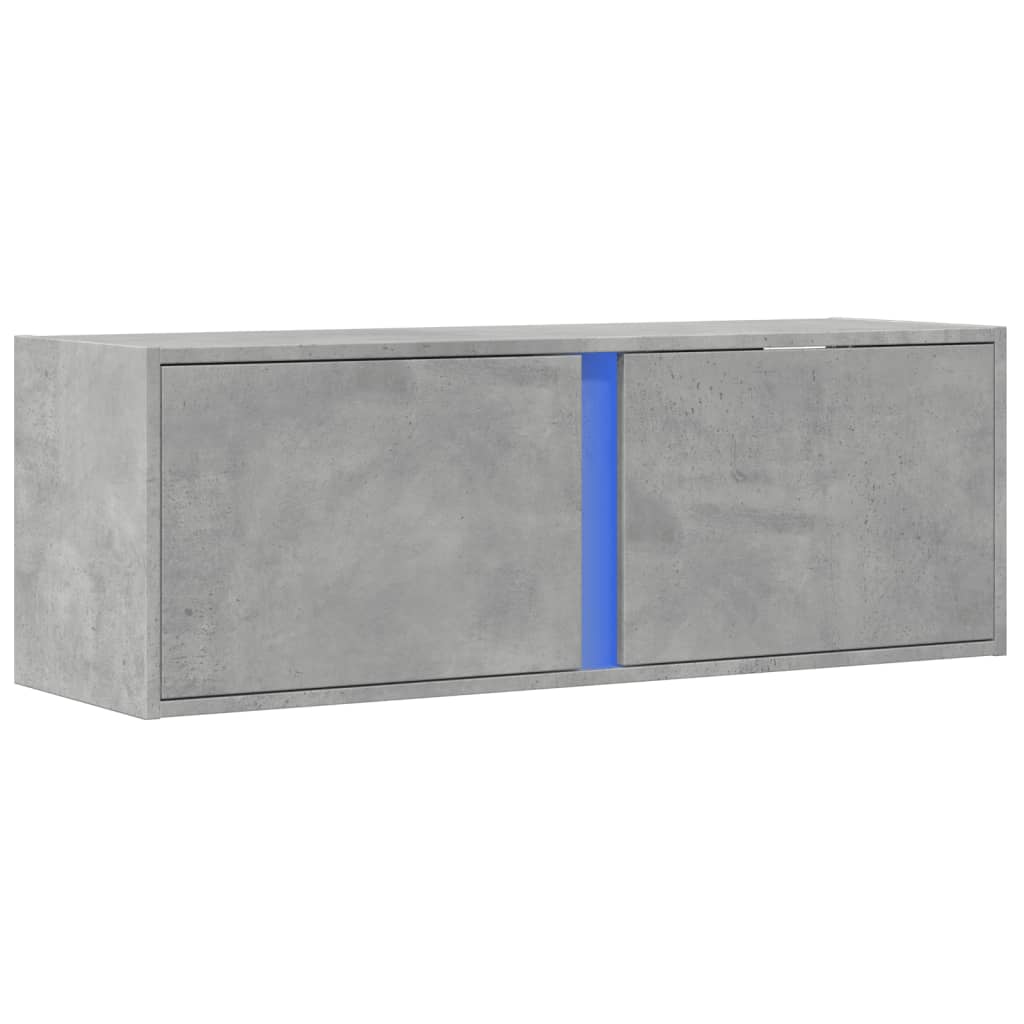 Zidni TV ormarić s LED svjetlima siva boja betona 100x31x35 cm