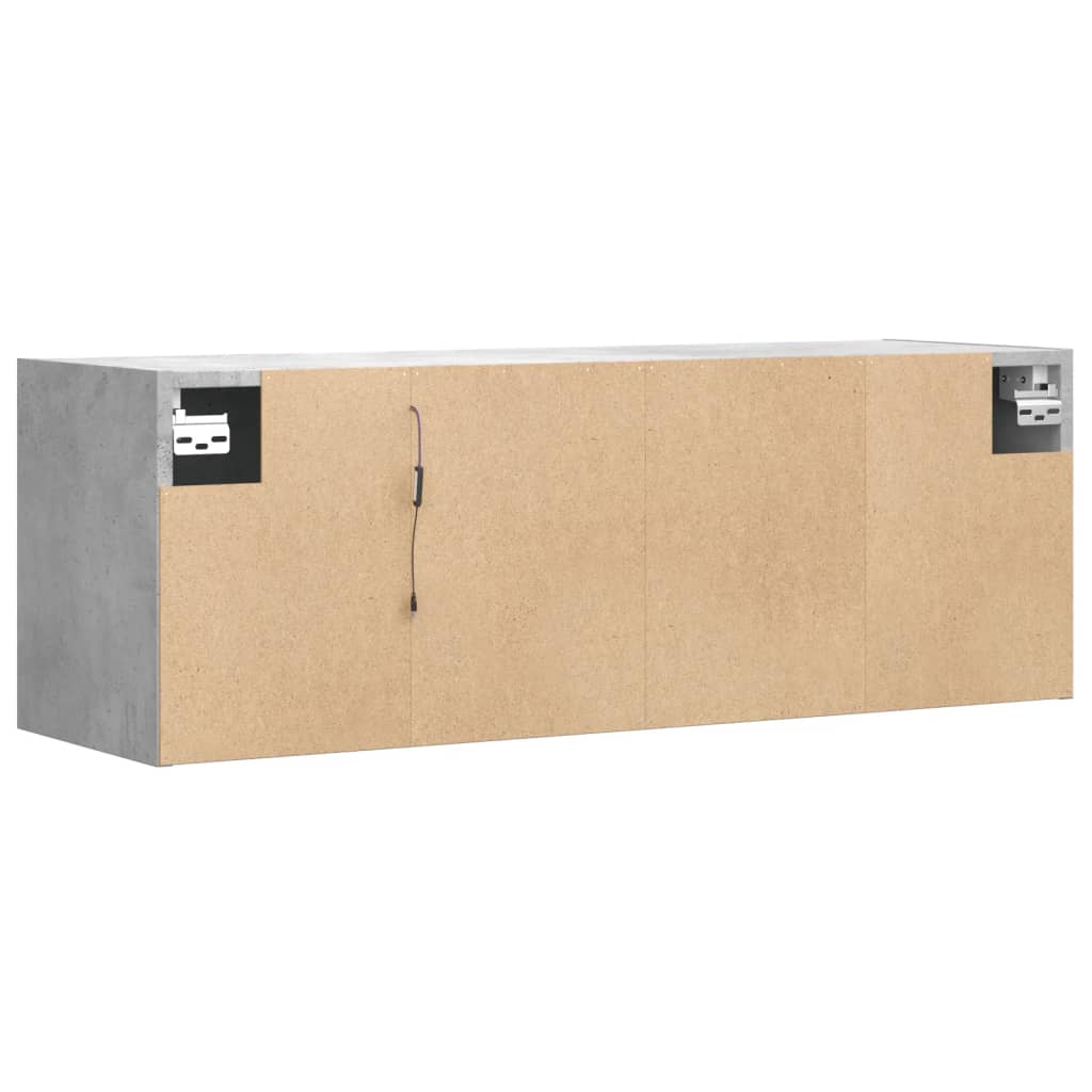 Zidni TV ormarić s LED svjetlima siva boja betona 100x31x35 cm