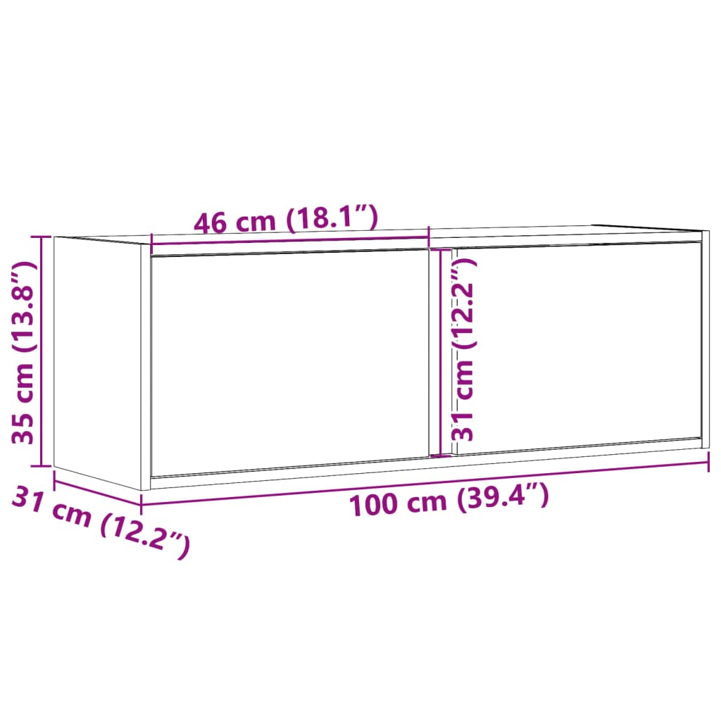 Zidni TV ormarić LED boja dimljenog hrasta 100 x 31 x 35 cm