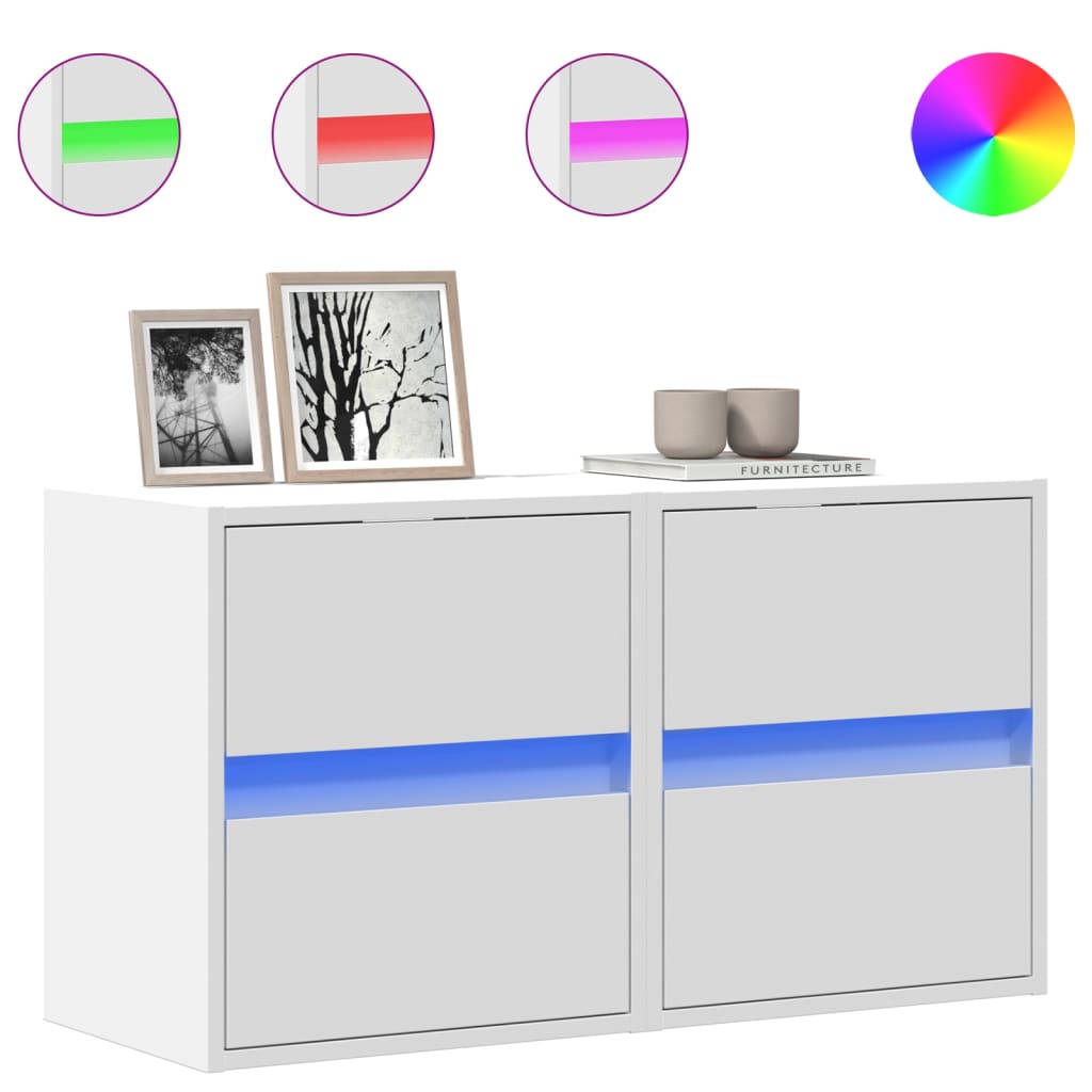 Zidni TV ormarići s LED svjetlima 2 kom bijeli 41 x 31 x 45 cm