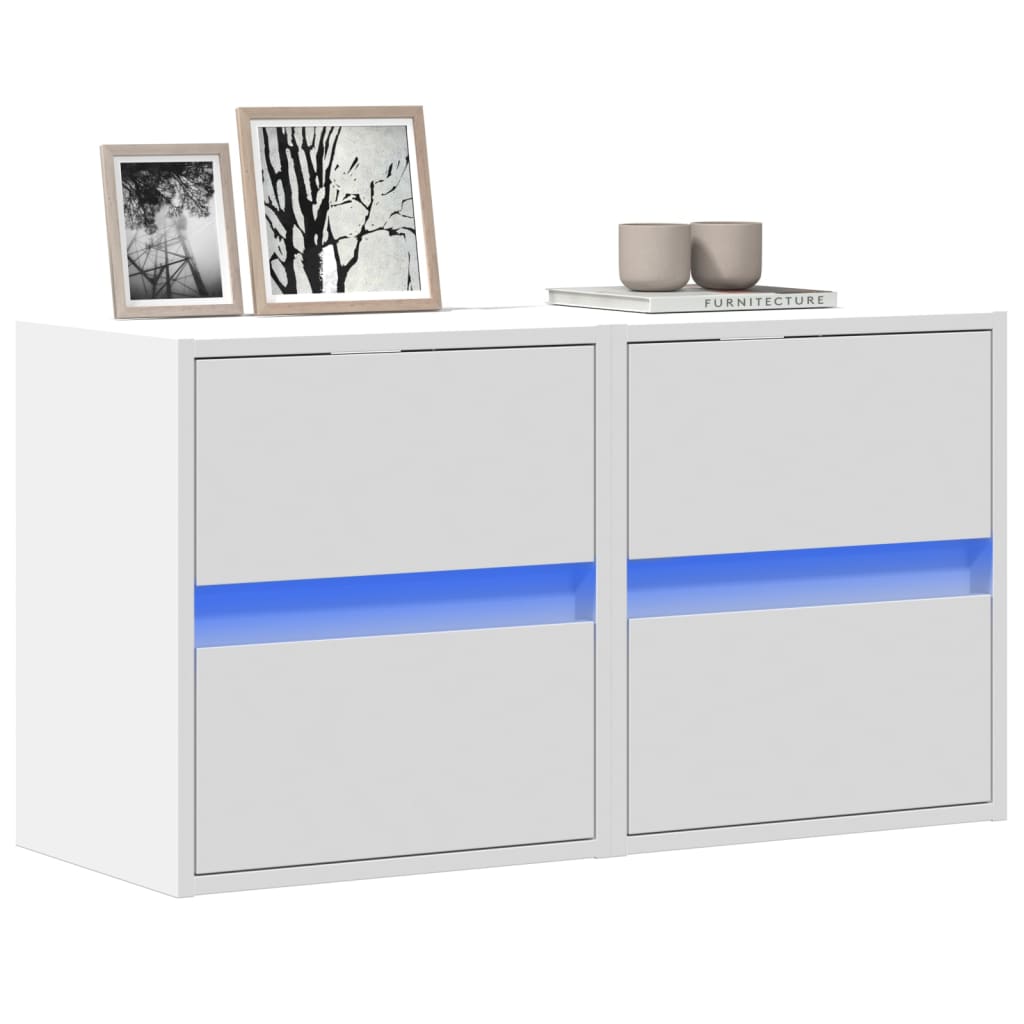 Zidni TV ormarići s LED svjetlima 2 kom bijeli 41 x 31 x 45 cm