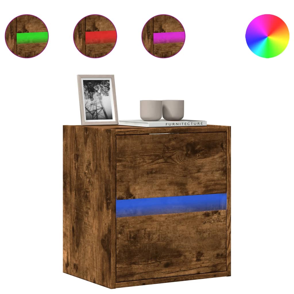 Zidni TV ormarić s LED svjetlima boja hrasta 41x31x45 cm
