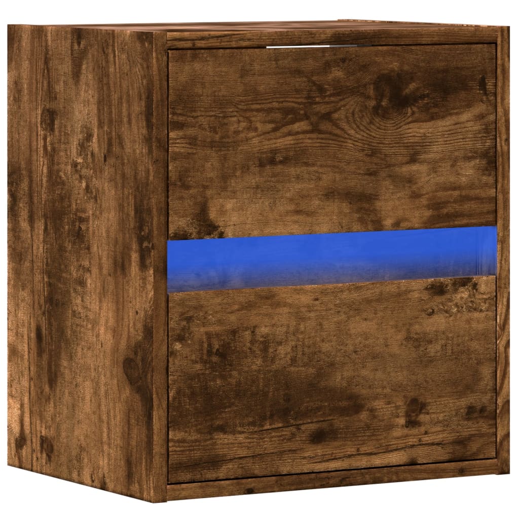 Zidni TV ormarić s LED svjetlima boja hrasta 41x31x45 cm