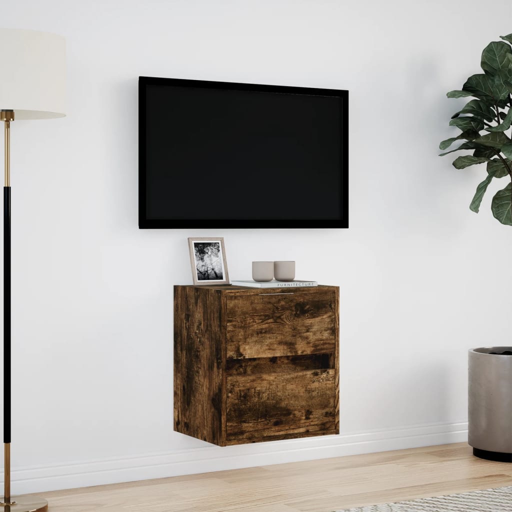 Zidni TV ormarić s LED svjetlima boja hrasta 41x31x45 cm